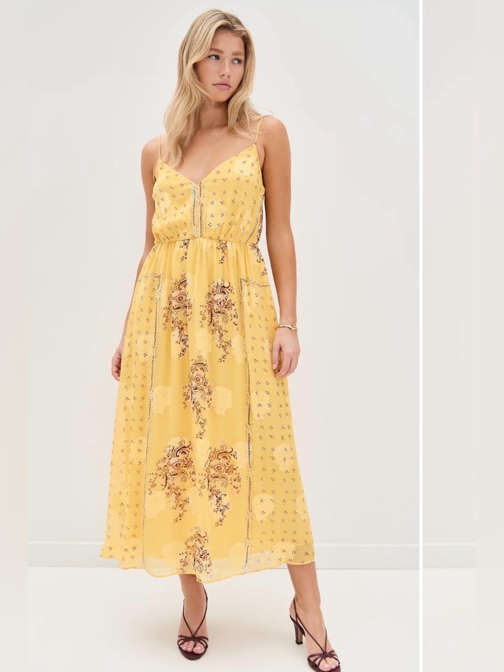 NWT Ulla Johnson size 12 yellow strappy Elena dress silk with pockets